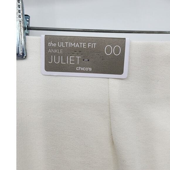 New NWT Chico's The Juliet Ankle Pants Basic In Ecru Size 00 Whit Cream Casual 2 - Picture 7 of 11